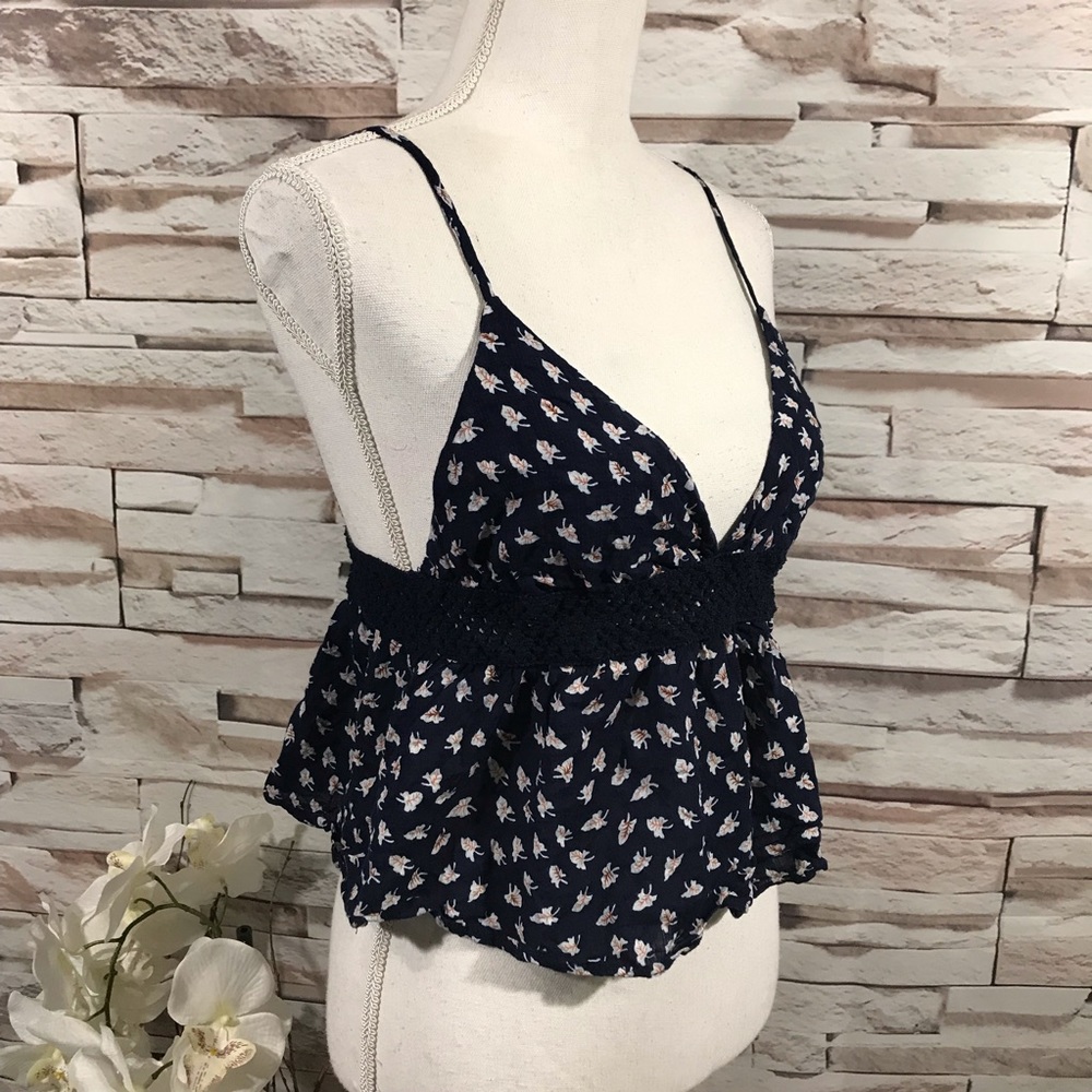 Ganji Floral Crop Top Blouse Sz L (P02) - Picture 6 of 7